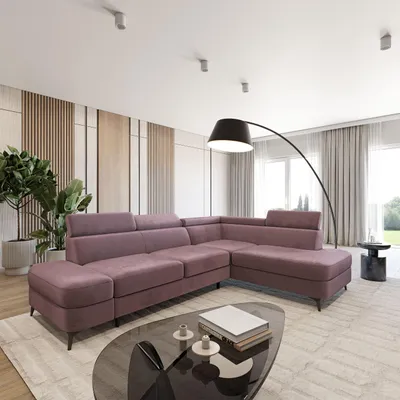Produktbild von Masseno Ecksofa AVISE M R-S mit Schlaffunktion L-Form, Sofa mit Bettkasten, Wohnzimmersofa, Couch, Soffa, Bettsofa, Couchgarnitur- Lila, MONOLITH 62