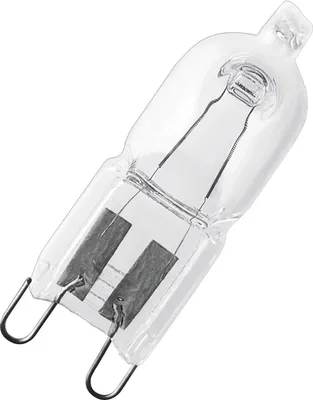 A single halogen light bulb on a white background.