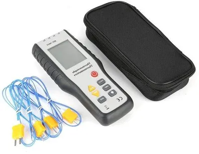 Immagine prodotto di Termometro elettronico a termocoppia con 4 sensori di tipo K - Misuratore di temperatura digitale per diverse applicazioni