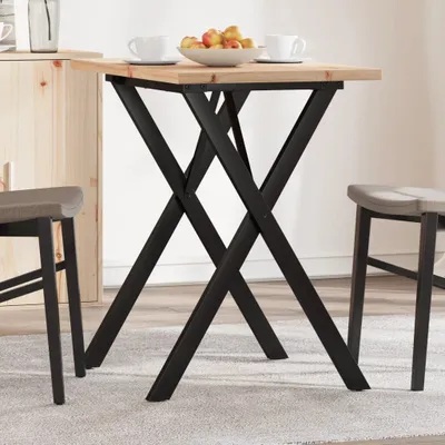 Produktbild von Design Esstisch X-Gestell 80x50x75,5 cm Massivholz Kiefer & Gusseisen, Esstische 2024 Neu