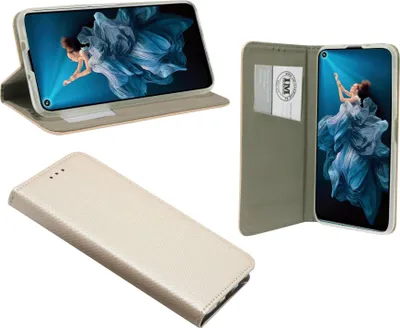 Produktbild von cofi1453® Buch Tasche "Smart" kompatibel mit HONOR 20 Handy Hülle Etui Brieftasche Schutzhülle mit Standfunktion, Kartenfach Gold