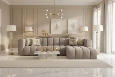 Produktbild von Kaiser Möbel Ecksofa L-Form GRAND 318 cm, stoff Salvador, Grau, Rechts