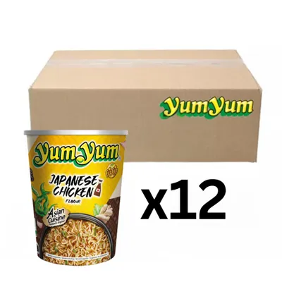 Produktbild von 12er-Pack Yum Yum Instantnudeln Japanese Huhn Shoyu CUP 70g
