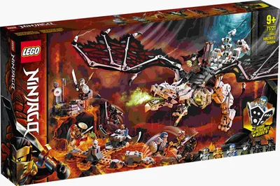 Produktbild von LEGO 71721 NINJAGO Drache des Totenkopfmagiers, 2-in-1 Bauset und Brettspiel mit Skelett-Rittern Minifiguren