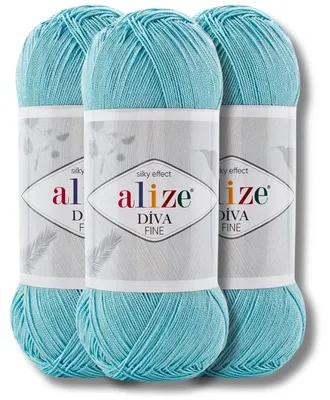 Zdjęcie produktu dla Alize 3x 100g Diva Fine, wełna, kolor jednolity, do szydełkowania i robienia na drutach (376)