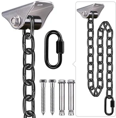 Immagine prodotto di Ibenzoa® Sturdy: gancio da soffitto con catena per altalena e sacco da boxe, comprensivo di una catena lunga 1 metro, per uso interno ed esterno