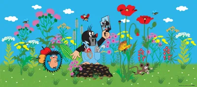 Produktbild von Sanders & Sanders Poster Der kleine Maulwurf Blau und Grün - 600929 - 202 x 90 cm