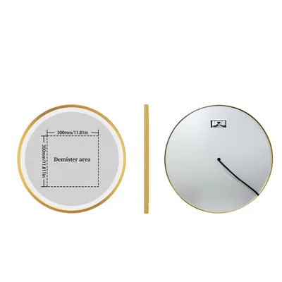 Produktbild von Runder beleuchteter Badezimmerspiegel, goldener Rahmen, Anti-Beschlag-Funktion , 60 ZENTIMETER (24 Zoll)