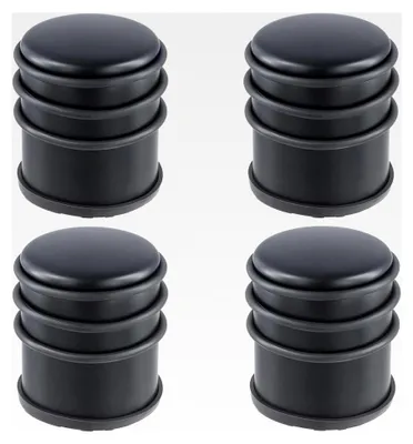 Produktbild von 4er Set Türstopper aus Edelstahl, 1kg Schwarz, Schwerer Türstopper mit Gummiring, Bodentürstopper, 7 x 8 cm