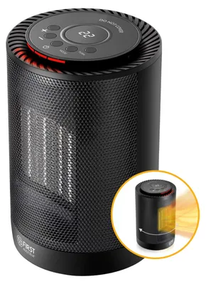 Immagine prodotto di TZS First Austria - Termoventilatore a risparmio energetico | Termoventilatore ceramico piccolo e silenzioso con elemento riscaldante in Vetroceramica | Riscaldatore con oscillazione | Riscaldamento elettrico 600-1200 Watt, timer, termostato, protezione antiribaltamento, nero