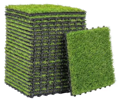 Produktbild von Outsunny 22er Set Kunstrasen Fliesen 30x30 cm Rasenfliesen mit Drainagesystem
