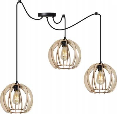 Image de Suspension moderne en bois avec éclairage LED