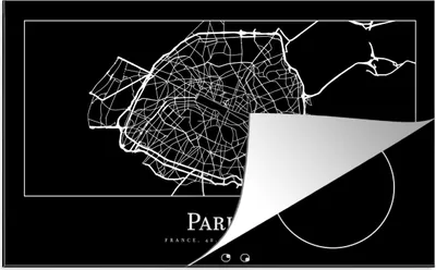 Produktbild von KitchenYeah© Herdabdeckplatte Paris - Karte - Stadtplan , 91x52cm, Küche Deko, Glaskeramikkochfeld Herdabdeckung, Abdeckplatte fùr Kochfeld