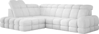 Produktbild von DomoHome Ecksofa Tollo Weiß Bubble-Stoff Linke Seite 302x217x105 cm, L-Form Sofa mit Schlaffunktion, Bettkasten 120x85x17 cm, Elektrisch Verstellbar