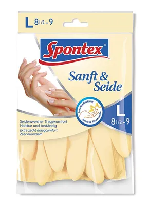 Zdjęcie produktu dla Rękawice MAPA Spontex Soft and Silk rozmiar L wykonane z lateksu kauczuku naturalnego