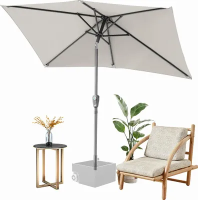 Produktbild von Faziango Sonnenschirm 140x210cm, Gartenschirm, knickbar, Schirmtuch mit PA-Beschichtung, UV-Schutz bis UPF 50+, ohne Ständer, Beige