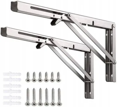 Produktbild von 2 Stück 500mm Klappkonsole Schwerlast Maximale 180kg Edelstahl Klappregalhalterungen Regalträger & -Stützen Klappscharnier, silber
