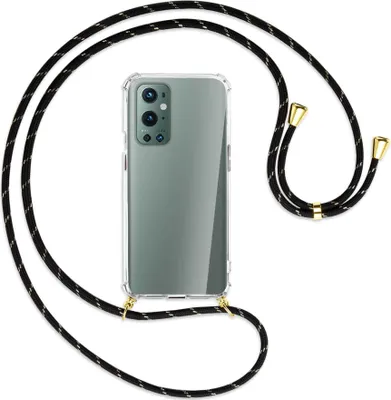 Produktbild von Handykette Backcover-Schutzhülle mit Band (Metall goldfarben) für OnePlus 9 Pro - schwarz/gold