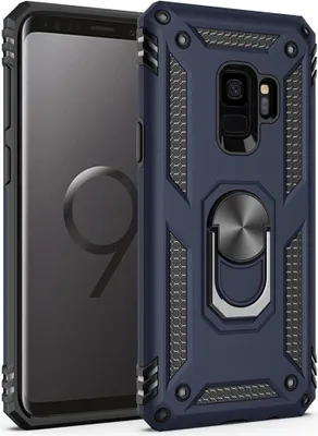 Produktbild von LaimTop Galaxy S9 Plus Hülle, Hybrid Robuste Rüstung Drehbarer Ring Halter Ständer Dual Layer Hard PC + TPU Stoßfest Schutzhülle für Samsung Galaxy S9 Plus Navy