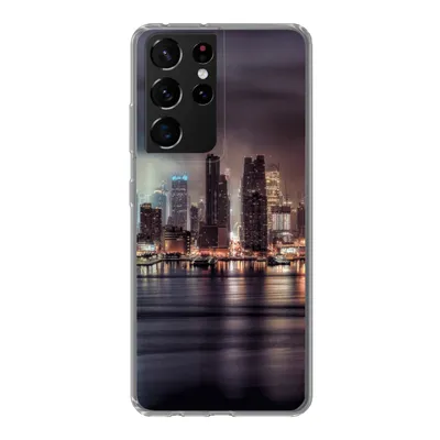 Produktbild von MuchoWow® Handyhülle Schutzhülle Hülle für Samsung Galaxy S21 Ultra New York - Sturm - Skyline Silikon Softcase Handy Hülle - Mobiltelefon