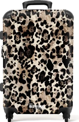 Produktbild von NoBoringSuitcases.com® Großer Koffer - Pantherdruck - Beige - Schwarz - Kombinationsschloss TSA - Hartschalen Trolley 4 Rollen - 72 liter - Reisekoffer - 66 cmKoffer Mittelgroß 67x43x25 cm, 72L,