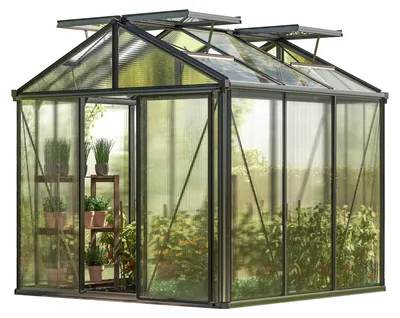 Zdjęcie produktu dla GFP szklarnia Diamas 21 Light 235x235 cm - grube panele poliwęglanowe ok. 12 mm - kolor: antracytowy