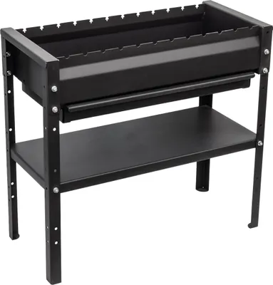 Produktbild von KVOTA Mangal Grill 80 cm – Holzkohlegrill aus 2 mm Stahl, höhenverstellbare Ablage, Ascheschublade, 12 Spießauflagen, inkl. Zange & Schürhaken