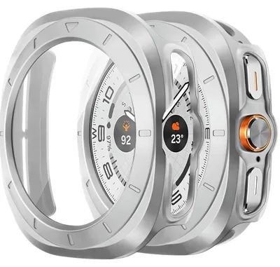 Produktbild von Hülle für Samsung Galaxy Watch Ultra 47mm Schutzglas Panzerfolie Display Case 9H Silber