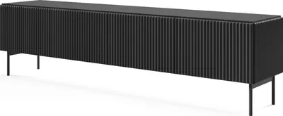 Image de Meuble TV, noir, 195 cm de largeur, 2 étagères de 51 cm de profondeur, 2 étagères de 39 cm de profondeur, 8 cm de hauteur
