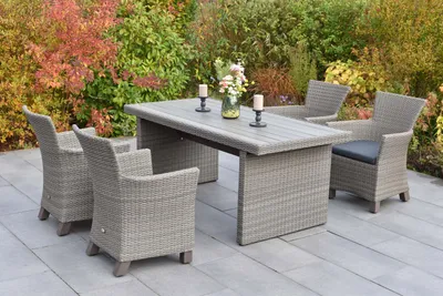 Produktbild von Merxx Toskana Gartenmöbelset 5tlg., 4 Sessel inkl. Auflagen, Tisch 185 x 90 cm, Aluminium/Kunststoffgeflecht