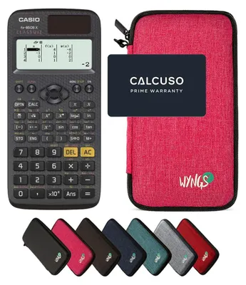 Produktbild von Casio fx-85DE X ClassWiz inkl. WYNGS Schutztasche Pink - Wissenschaftlicher Taschenrechner - Basic Set