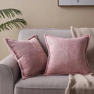 Obrázok produktu pre Sada Unyqoos ® s 2 mäkkými obliečkami na vankúše z manšestru v ružovej farbe, 40 x 40 cm, na štýlovú dekoráciu