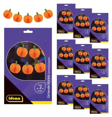 Pompoenslingers, 10 Stück, ca. 2 m, orange, Halloween-Deko