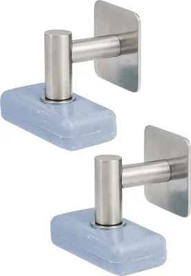 Image de bremermann Porte-savon avec aimant - savon librement suspendu, fixation par adhésif uniquement, inox brillant
