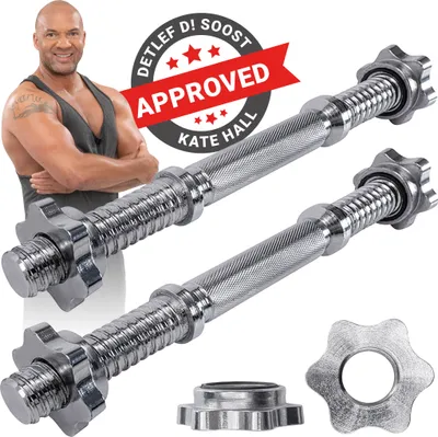 Produktbild von Miweba Sports KH100 | Kurzhantel Stange mit Sternverschluss - 35cm, Ø30mm - Bis 40 Kg pro Stange - Hantel Stange - guter Grip - Ohne Gewicht (2er Set)