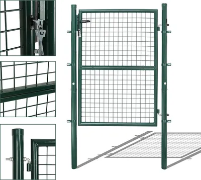 Produktbild von Fiqops Gartentor Gartentür verzinkter Stahl abschließbar 150x 100 cm , grün