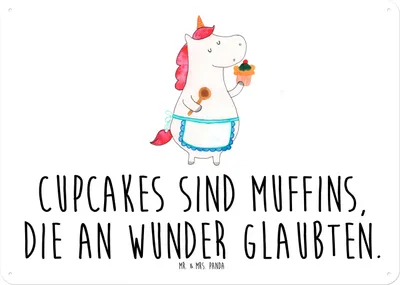 Produktbild von Mr. & Mrs. Panda Wandbild Einhorn Küche DIN A4 - Weiß - Geschenk, Kuchen, Backen, Blechschild, Einhörner, Torte, Schild, Unicorn, Magnetschild, Retro, Muffin, tafel