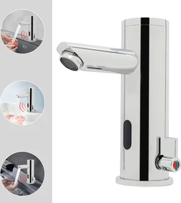 Produktbild von Automatischer Wasserhahn Infrarot Sensor Bad Armatur Waschtisch Sensorarmatur Waschtischarmatur Einhebelmishcer Kalt- und Heißhahn Badrmatur Mischbatterie