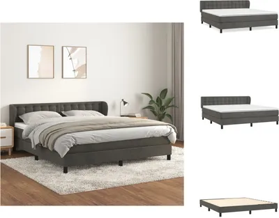 Zdjęcie produktu dla vidaXL Łóżko sprężynowe z materacem ciemnoszare 180x200 cm aksamit - Łóżka i ramy łóżek