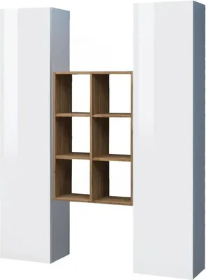 Immagine prodotto di Dmora Credenza Danila 30x40x180h cm Bianco Lucido, Apertura Battente 16 Vani Italy