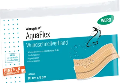 Produktbild von Weroplast AquaFlex Wundschnellverband 10 x 6 cm, 10 Stk/Pkg