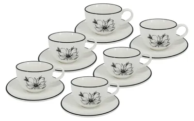Image de Lot de 6 pièces - Tasse à espresso Alba Dash Bloom, 90 ml, fleur noire