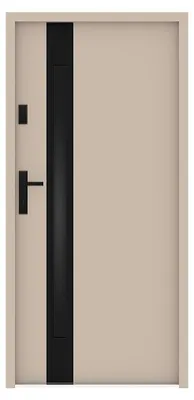 Produktbild von Stahl-Volltür und Edelstahl-Volltür, Höhe 207 x Breite 100 cm – Rauchglas – beige und schwarz – Stärke 55 mm – nach rechts öffnend – BRAGA