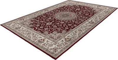 Produktbild von Lalee Dunya Klassischer Teppich Digital bedruckter Teppich Pfirsichfarbener Teppich mit niedrigem Flormuster Rutschfeste Rückseite Waschbar 200x290 cm Rot
