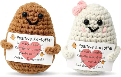 Productafbeelding van Gestrikte aardappelpop - Handgemaakte decoratiefiguur - Voor ontspanning - 2 stuks
