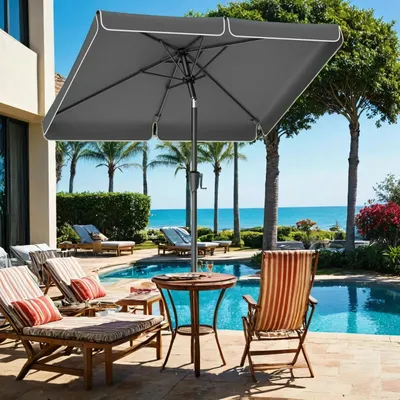 Produktbild von Sonnenschirm 200 x 150 cm, rechteck, Balkonschirm Gartenschirm, Sonnenschutz UPF 50+, knickbar, für Garten, Terrasse, Innenhof, Balkon, ohne Ständer