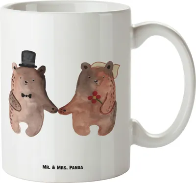 Produktbild von Mr. & Mrs. Panda Kaffeepott Bär Heirat - Weiß - Geschenk, Teddy, weisse tasse, Verheiratet Heirate Hochzeit Hochzeitsgeschenk Hochzeitspaar, Teepott, steingut, Teebecher