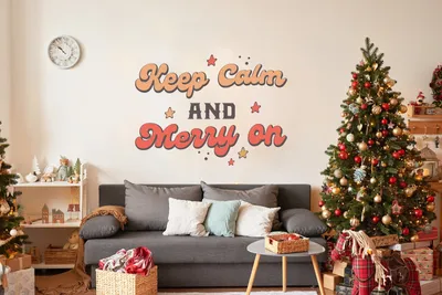 Weihnachtszitat „Merry On“ – Decords Wandtattoo, Produktansicht 1