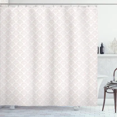 Produktbild von ABAKUHAUS Damast Duschvorhang, Monochrome Königs Ornaments Kontinuierliche Simplistic Illustration, 175 x 200 cm, Pale Eggshell und Weiß
