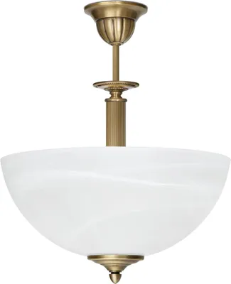 Produktbild von Messing Pendelleuchte klassisch Alabaster Goldpatina 42cm O35cm 2x E27 120W Esstisch Küche Wohnzimmer handgefertigt